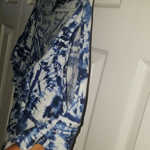 Women's Blues Off Shoulder Slit Sleeve Blouse - Picture 3 of 7